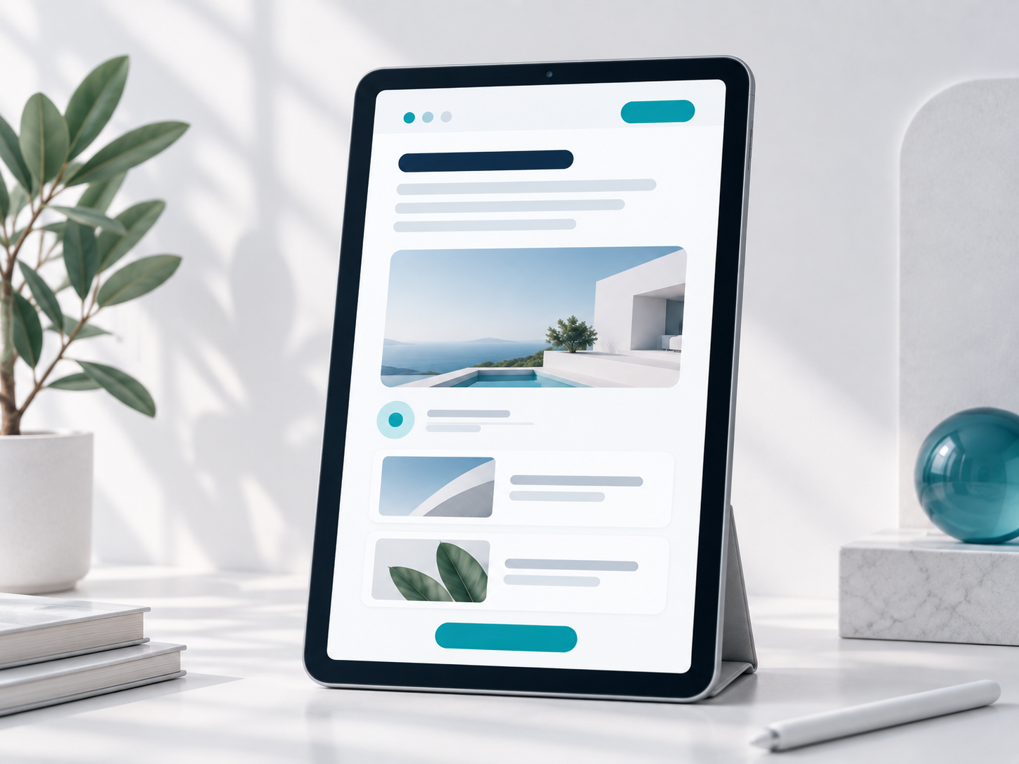 Esempio di web design responsive su tablet verticale