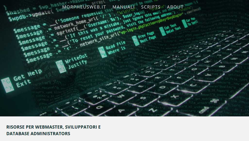 MorpheusWeb - schermata del progetto