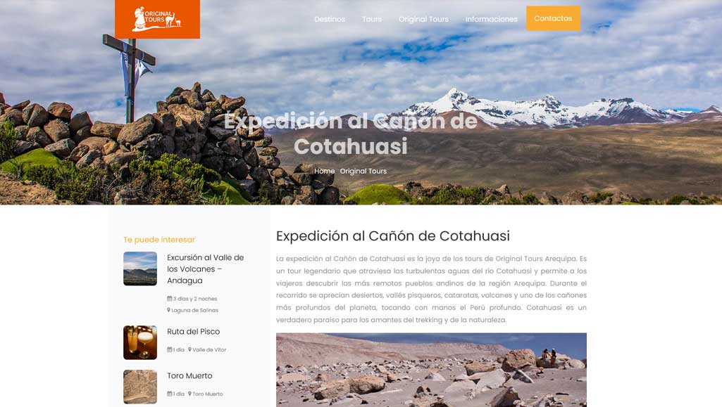 Original Tours Arequipa - schermata del progetto