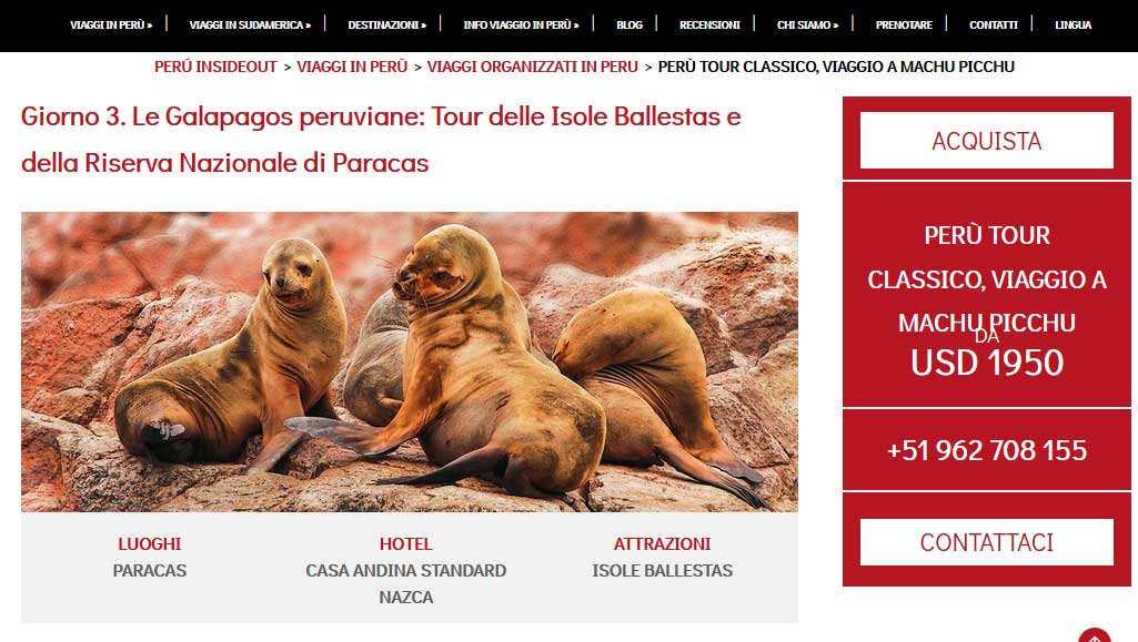 Perù Inside Out - schermata del progetto