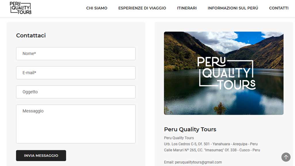 PeruQualityTours - schermata del progetto