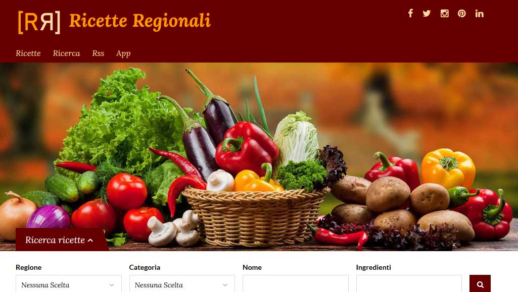 RicetteRegionali - schermata del progetto
