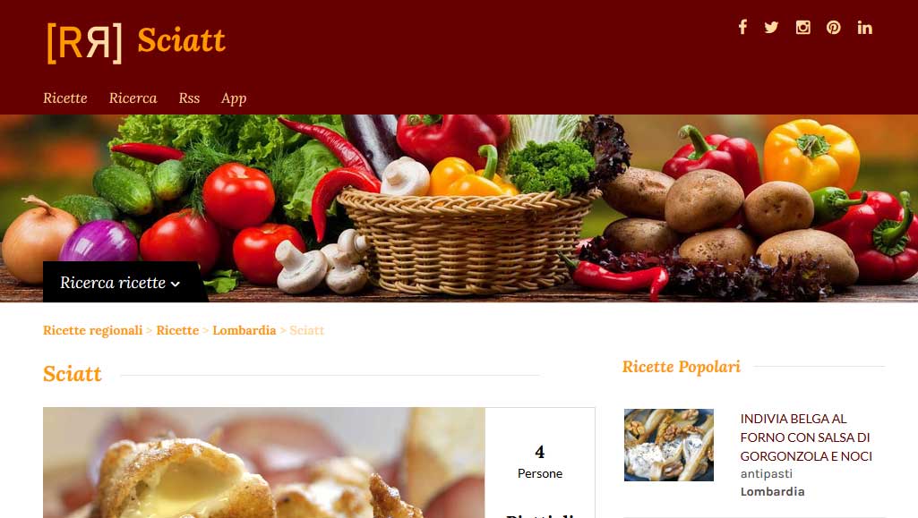 RicetteRegionali - schermata del progetto
