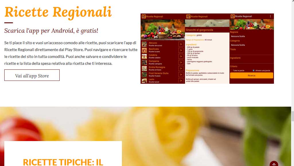 RicetteRegionali - schermata del progetto